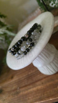 Wire Wrap Bracelet (Labradorite & Black Obsidian)