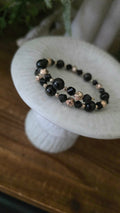 Wire Wrap Bracelet (lava stone, black obsidian)