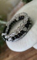 Wire Wrap Bracelet (Black Rutile & Black Obsidian)