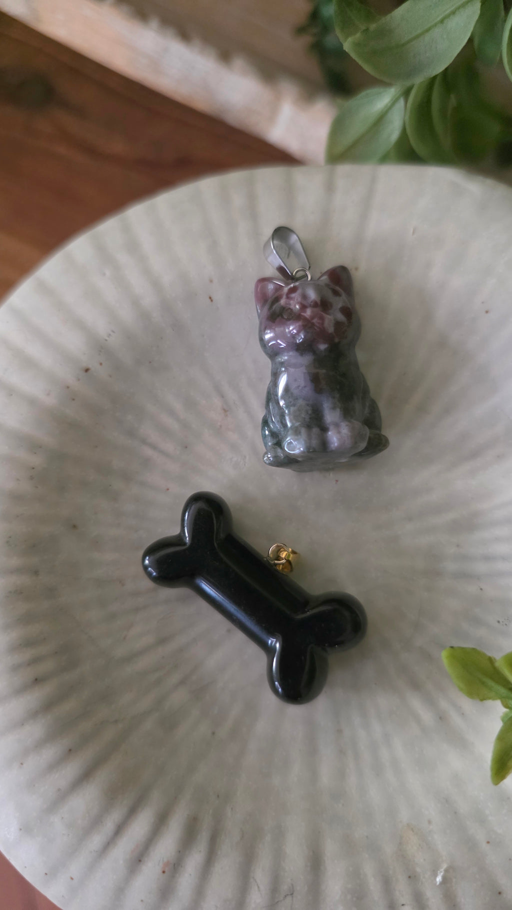 Black Obsidian Bone & Ocean Jasper Cat