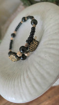 Wire Wrap Bracelet (Black Obsidian & Lava Stone)
