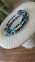 Wire Wrap Bracelet – Blue Apatite, Turquoise & Earth Tones (One of a Kind)