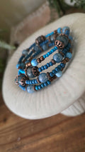 Wire Wrap Bracelet – Blue Apatite, Deep Blue (One of a Kind)