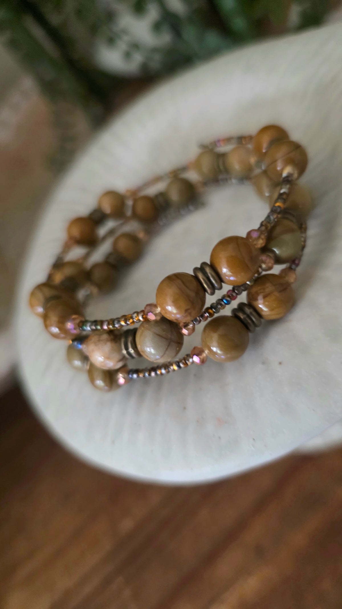 Wire Wrap Bracelet – Jasper, Earth Tones (One of a Kind)