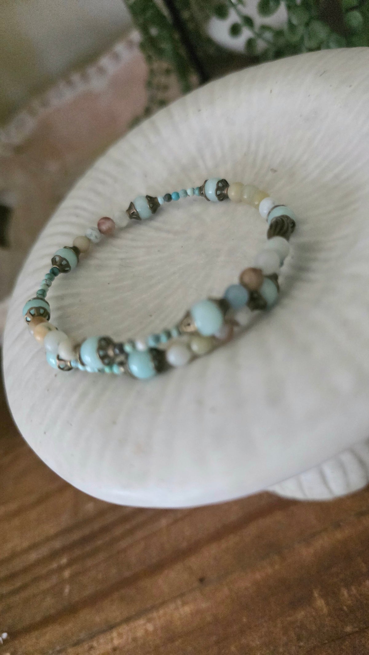 Wire Wrap Bracelet – Amazonite & Chrysocolla, Style A (One of a Kind)